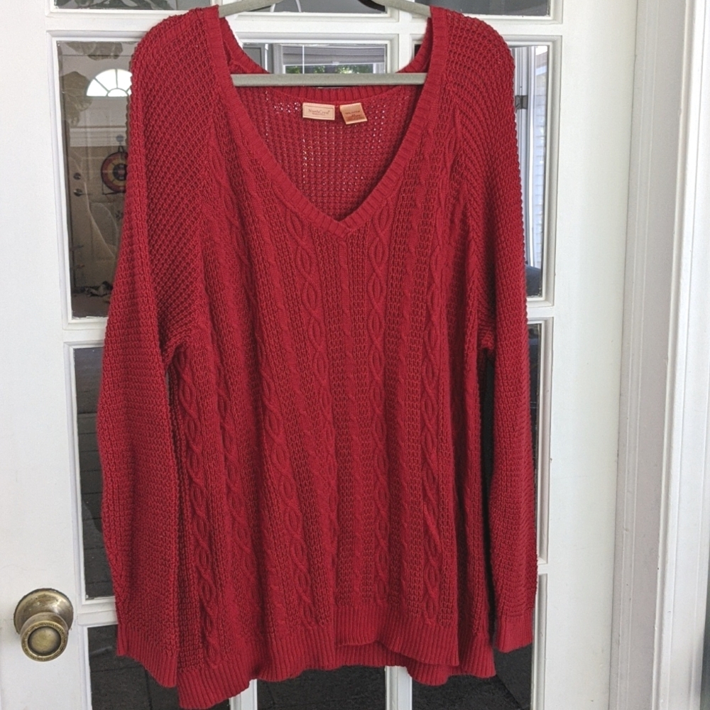 Women's 2X Red Fall Winter Sweater